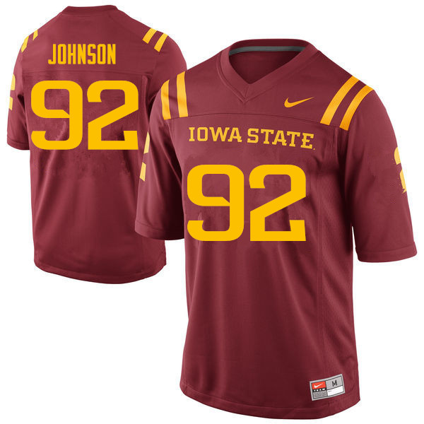 Iowa State Cyclones Men's #92 Jamahl Johnson Nike NCAA Authentic Cardinal College Stitched Football Jersey ED42R64SI